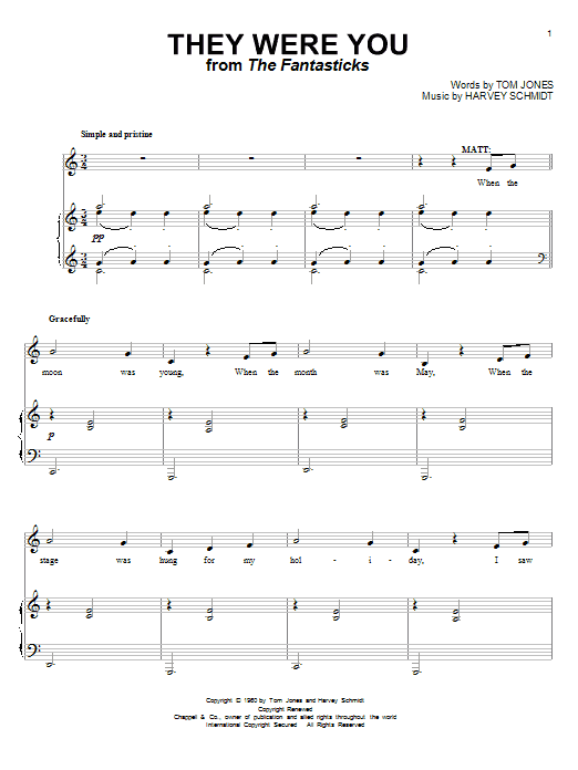 Harvey Schmidt They Were You sheet music notes and chords. Download Printable PDF.