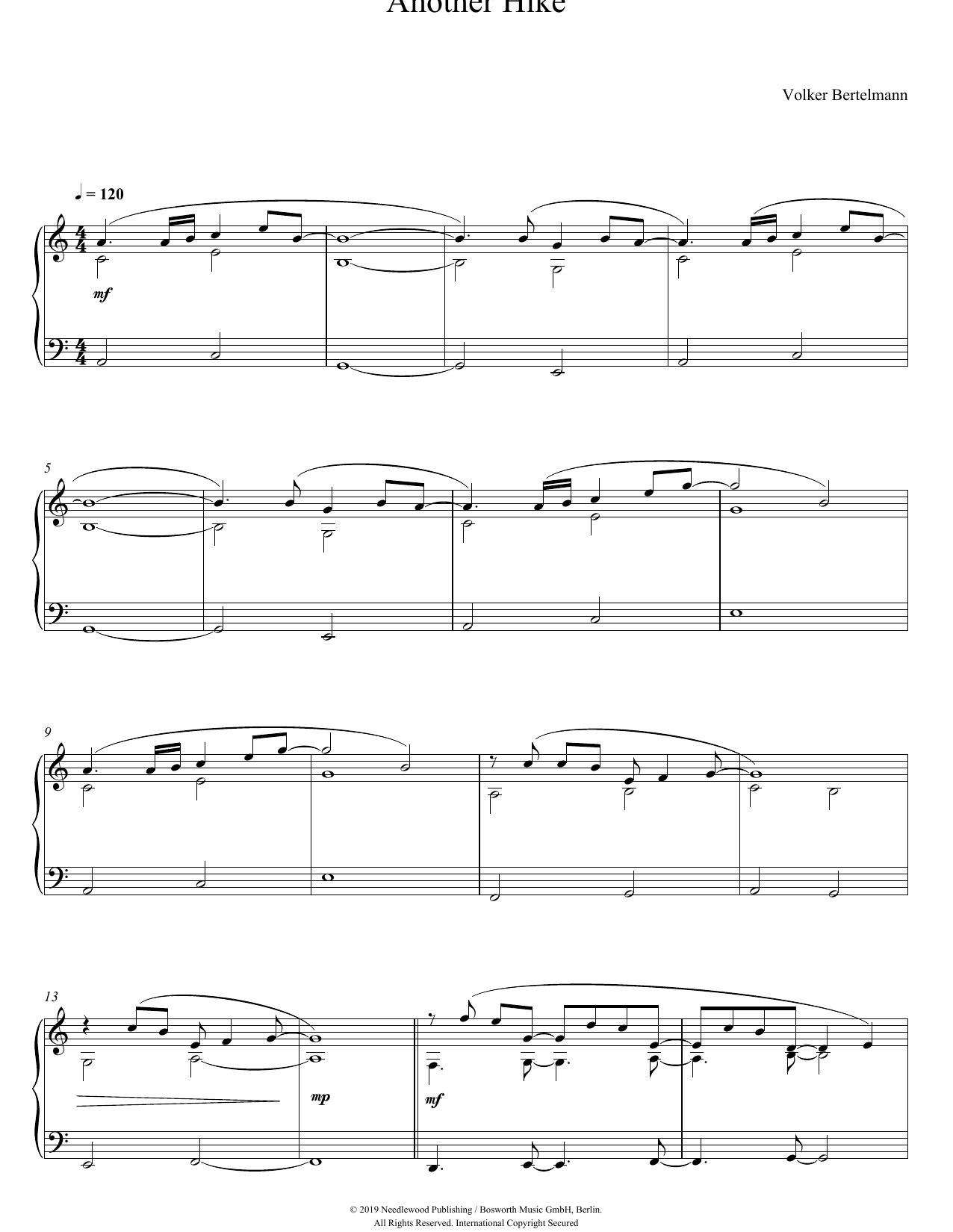 Hauschka Another Hike sheet music notes and chords. Download Printable PDF.