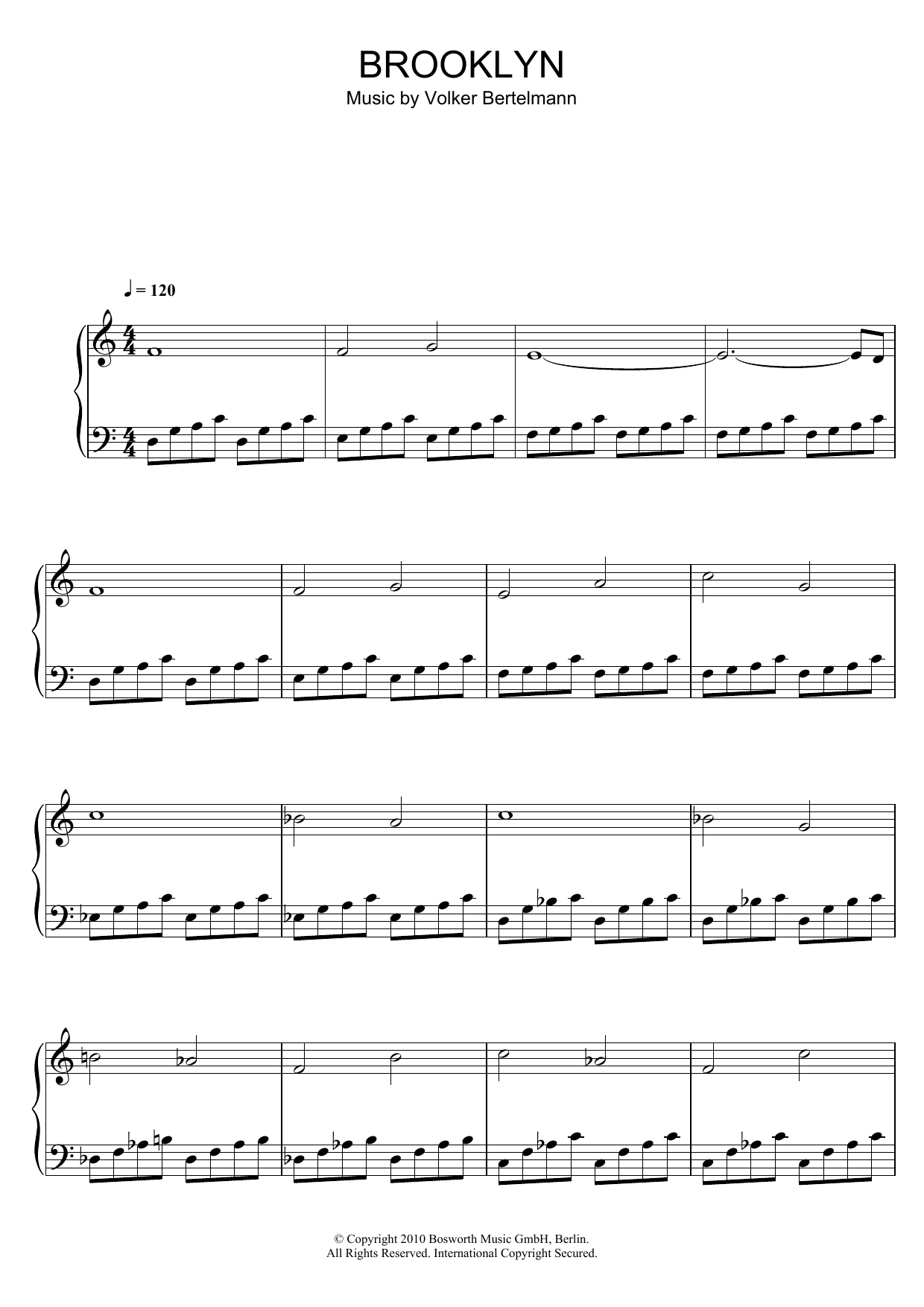 Hauschka Brooklyn sheet music notes and chords. Download Printable PDF.