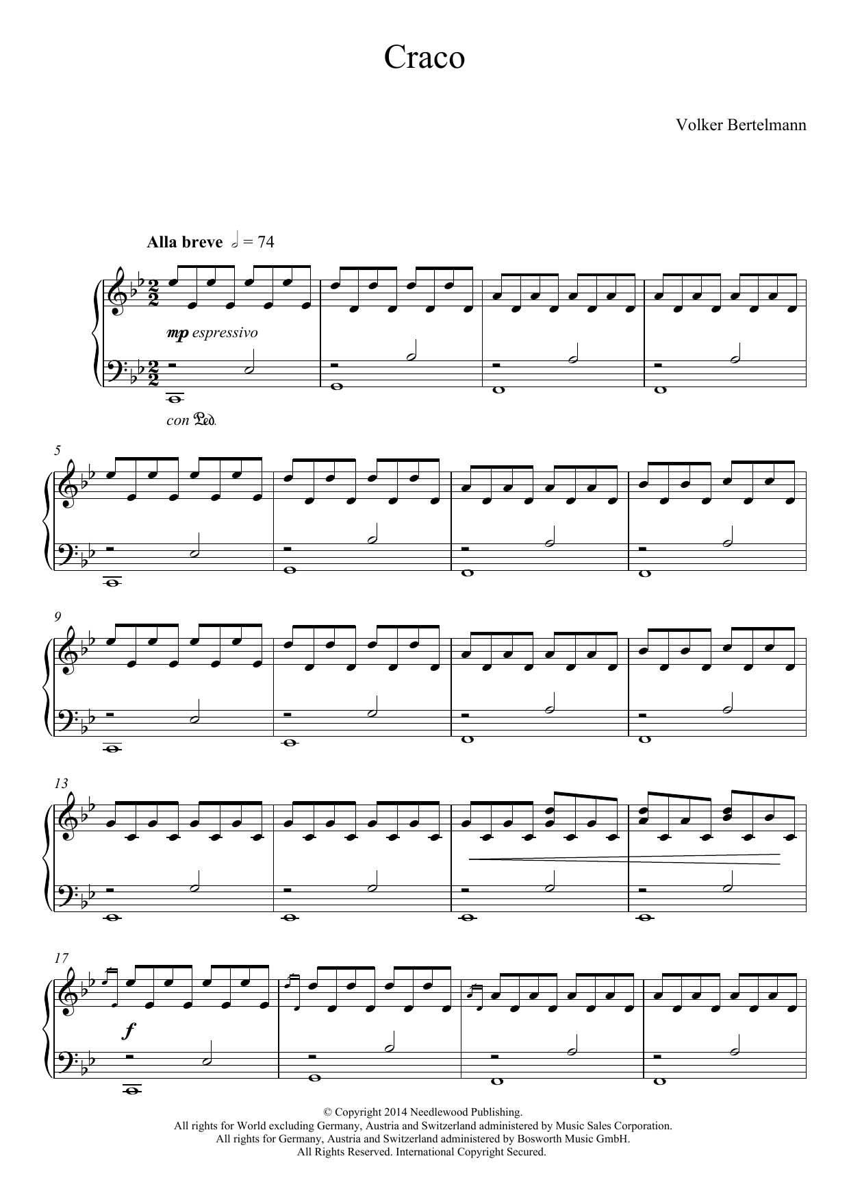 Hauschka Craco sheet music notes and chords. Download Printable PDF.