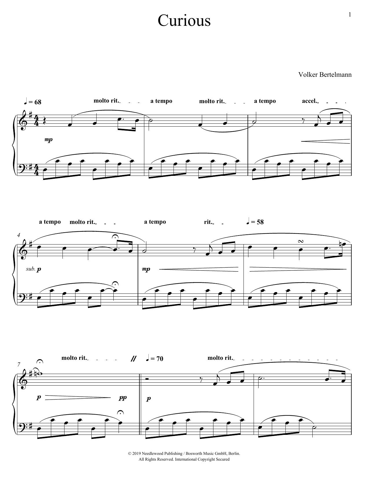 Hauschka Curious sheet music notes and chords. Download Printable PDF.