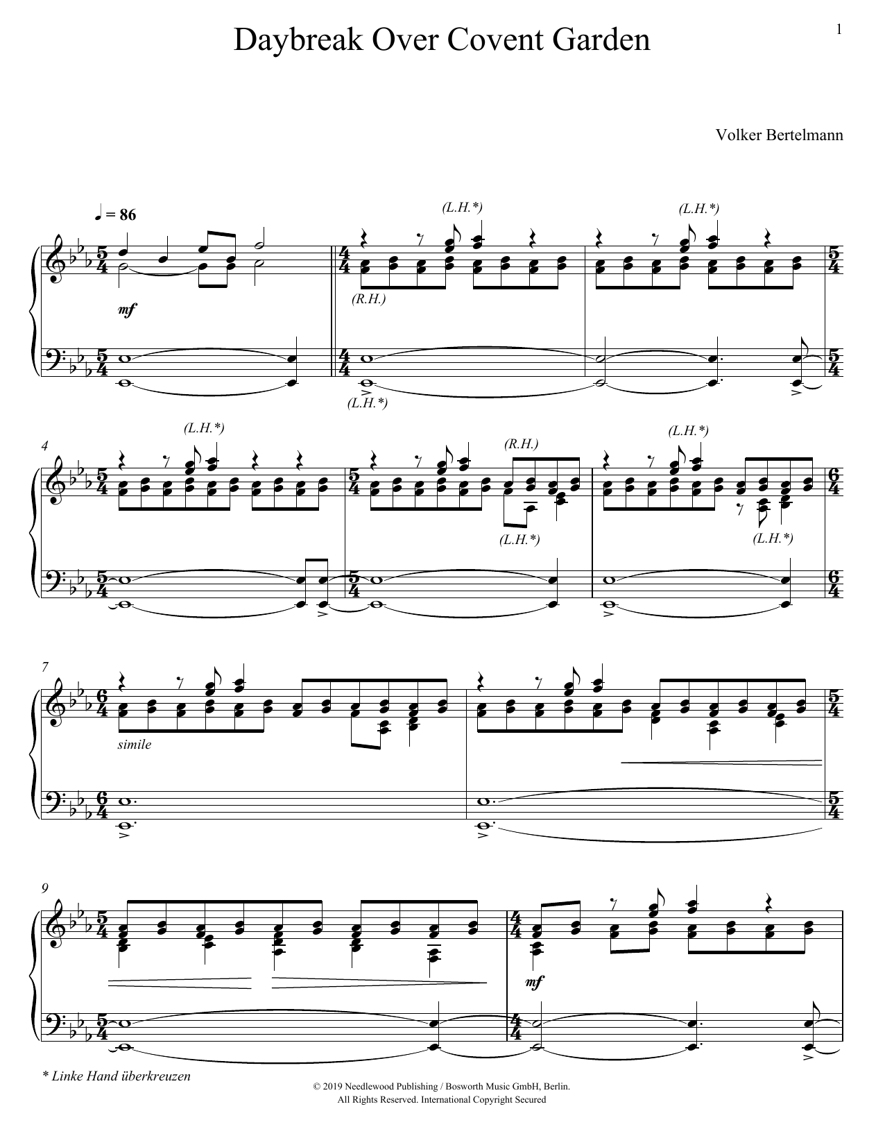 Hauschka Daybreak Over Covent Garden sheet music notes and chords. Download Printable PDF.