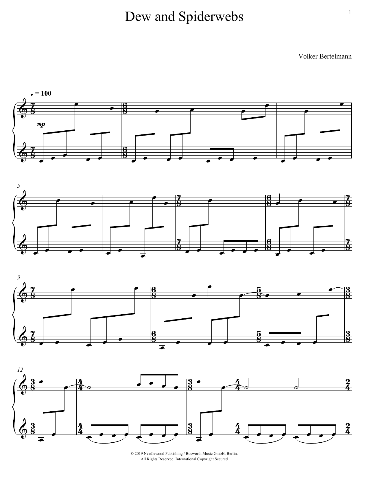 Hauschka Dew And Spiderwebs sheet music notes and chords. Download Printable PDF.