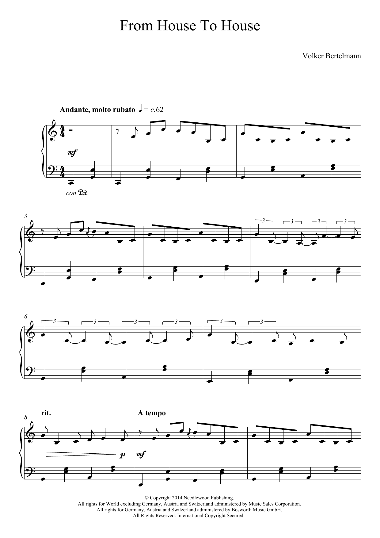 Hauschka From House To House sheet music notes and chords. Download Printable PDF.