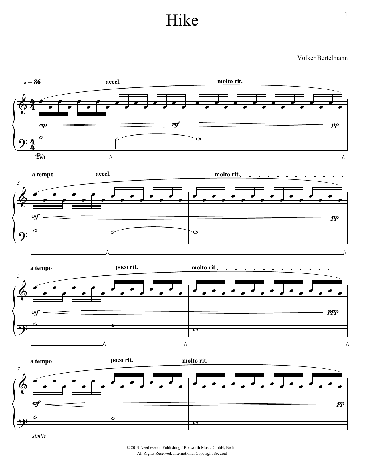 Hauschka Hike sheet music notes and chords. Download Printable PDF.