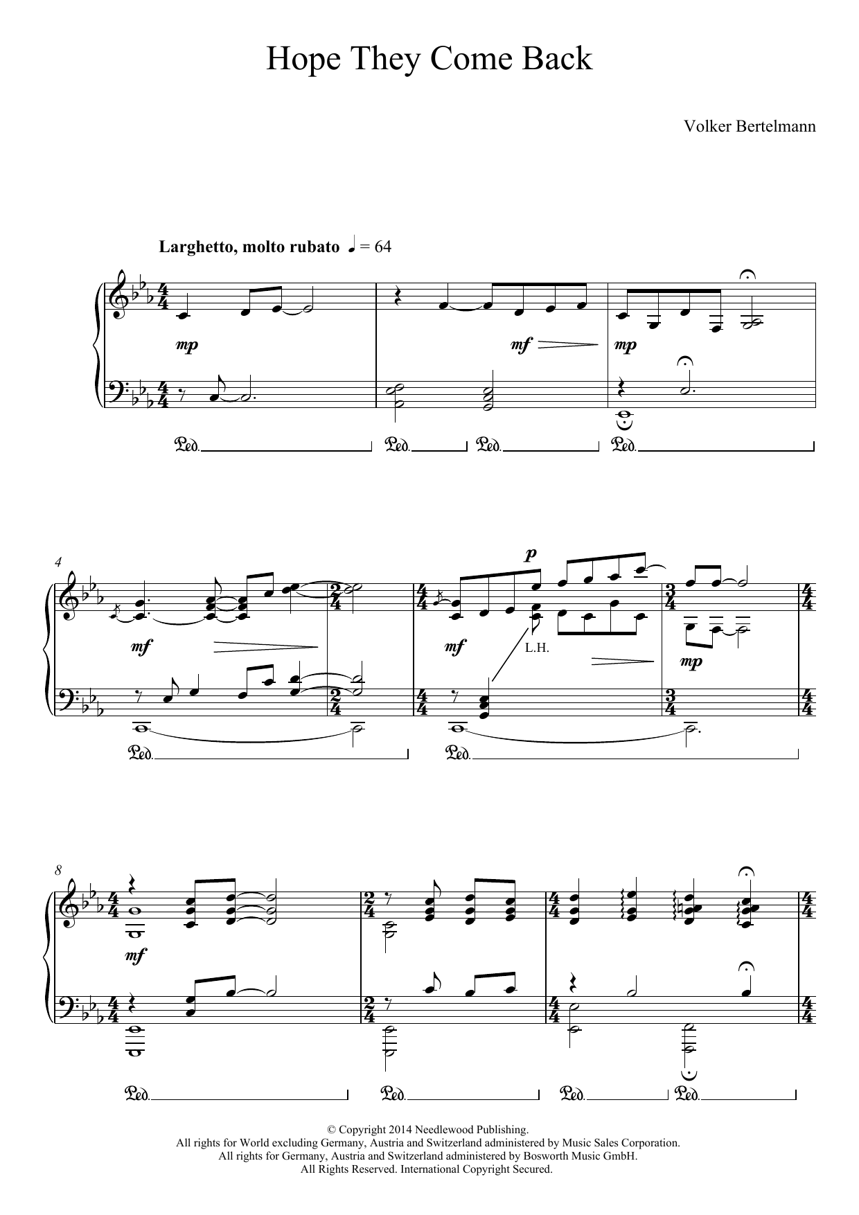 Hauschka Hope They Come Back sheet music notes and chords. Download Printable PDF.