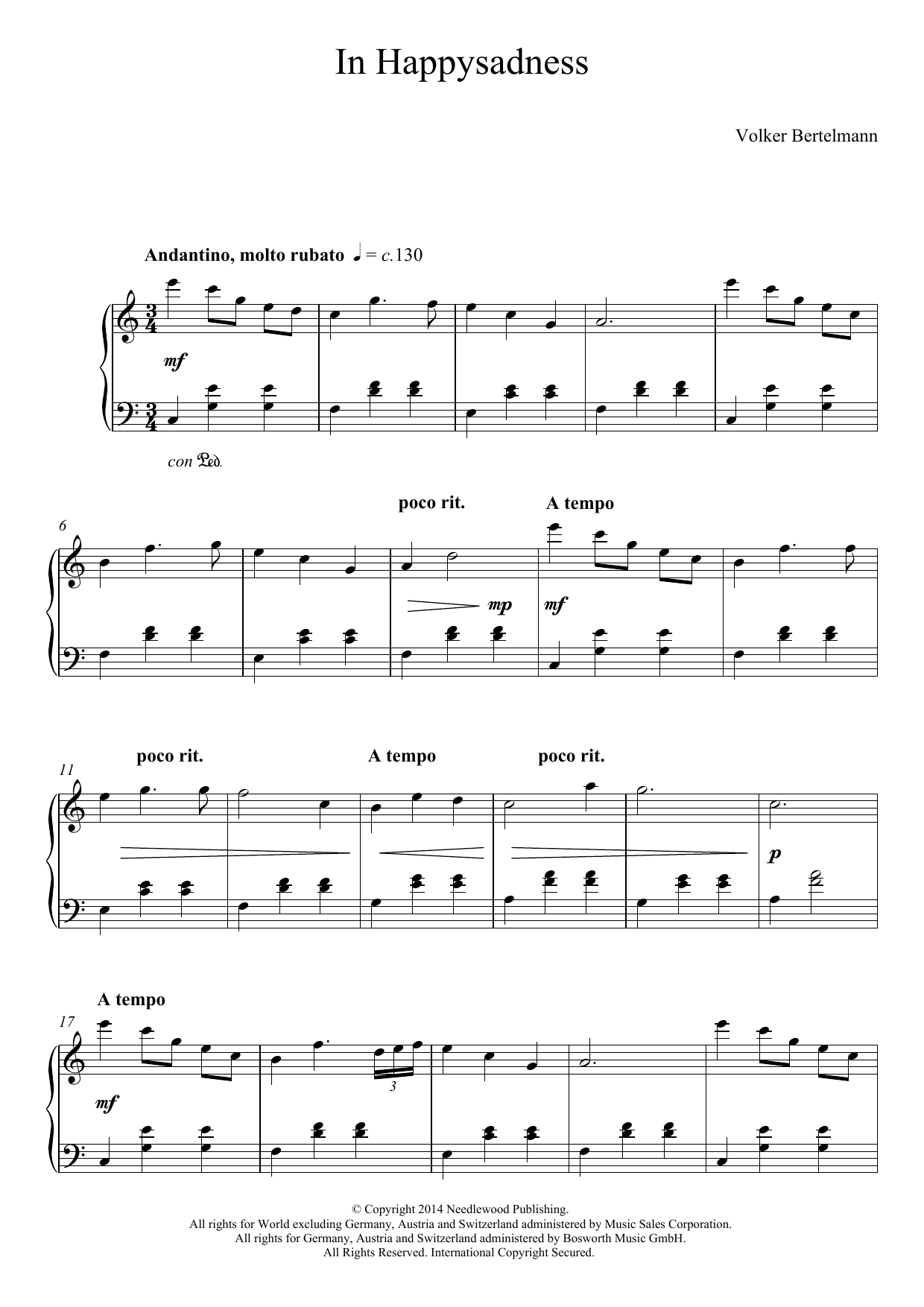 Hauschka In Happysadness sheet music notes and chords. Download Printable PDF.