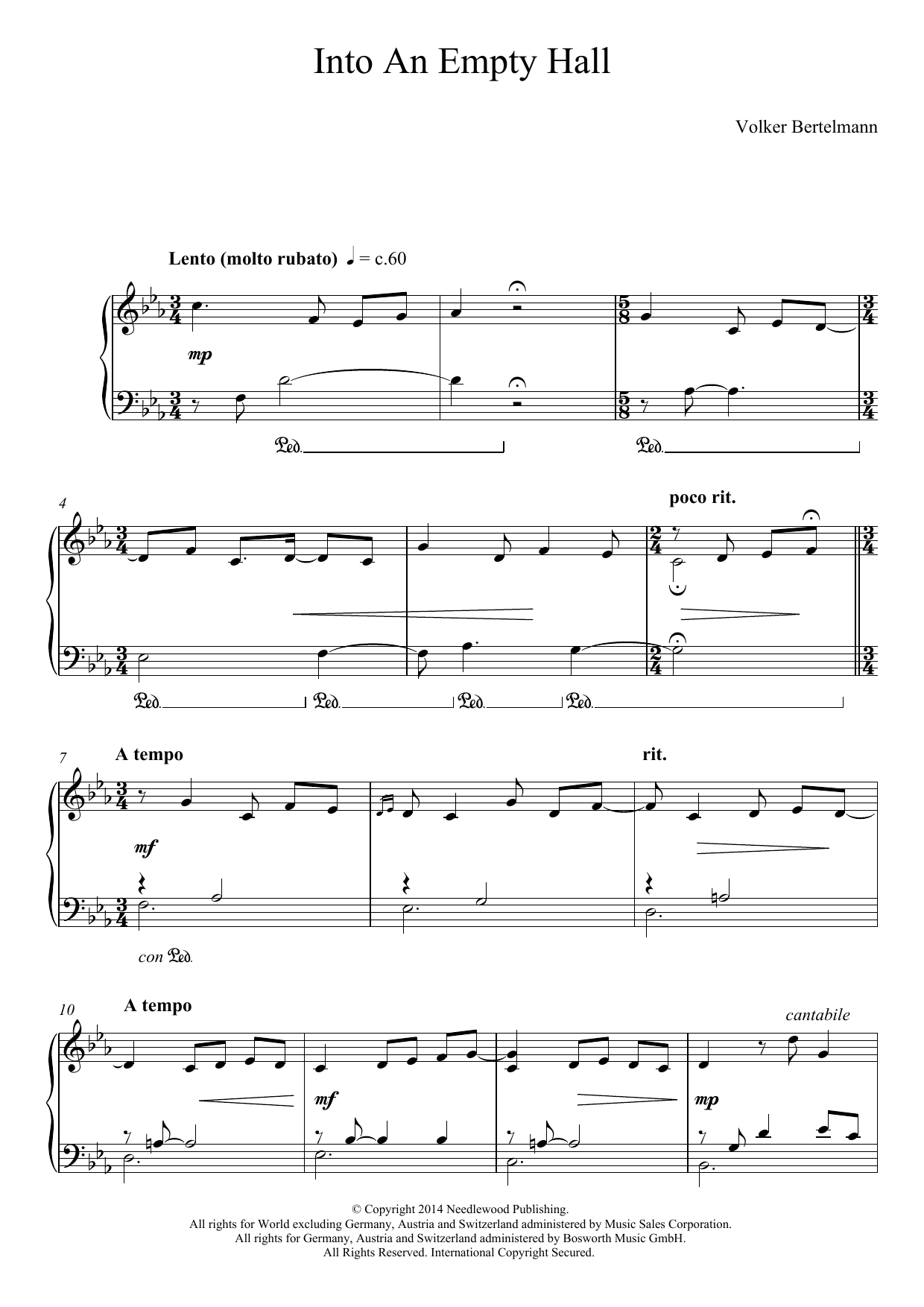 Hauschka Into An Empty Hall sheet music notes and chords. Download Printable PDF.