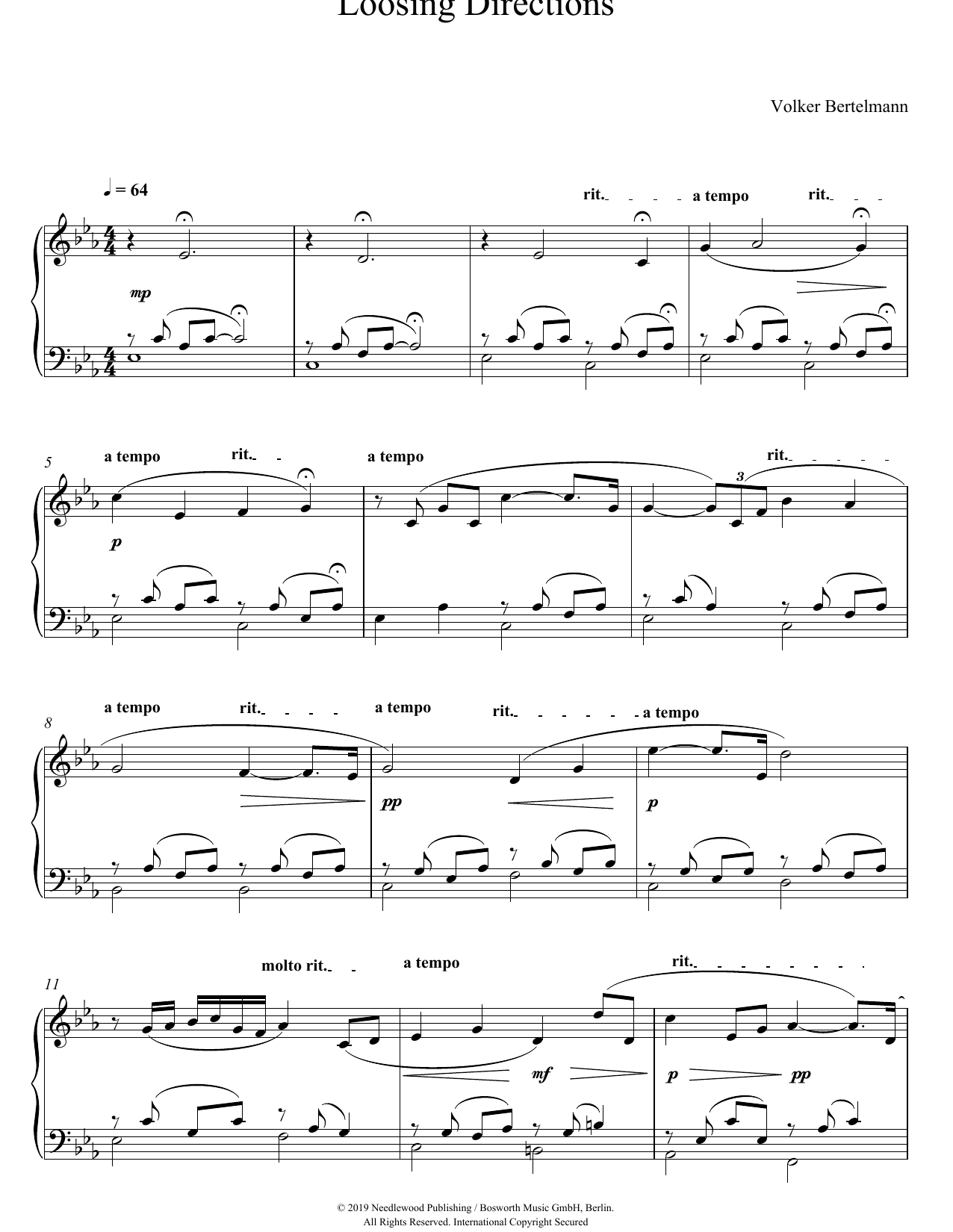 Hauschka Loosing Directions sheet music notes and chords. Download Printable PDF.