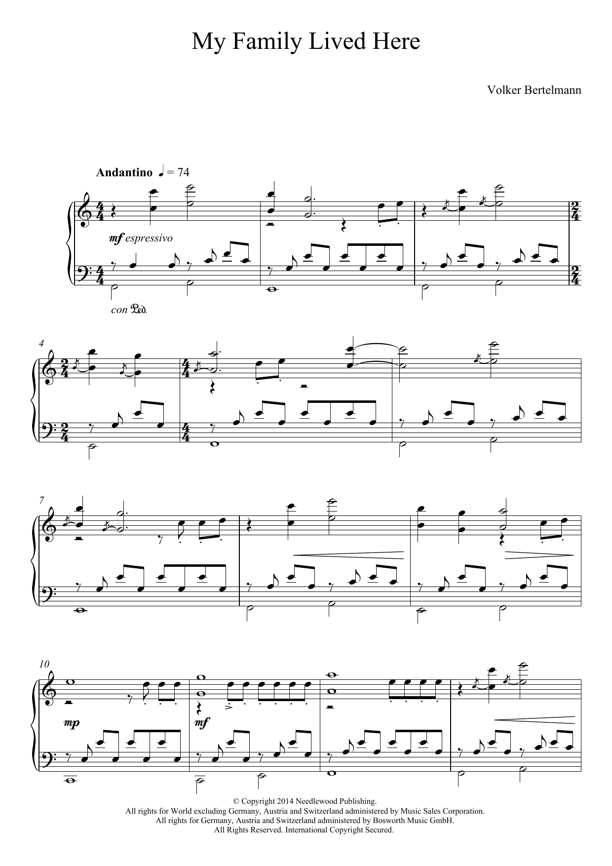 Hauschka My Family Lived Here sheet music notes and chords. Download Printable PDF.