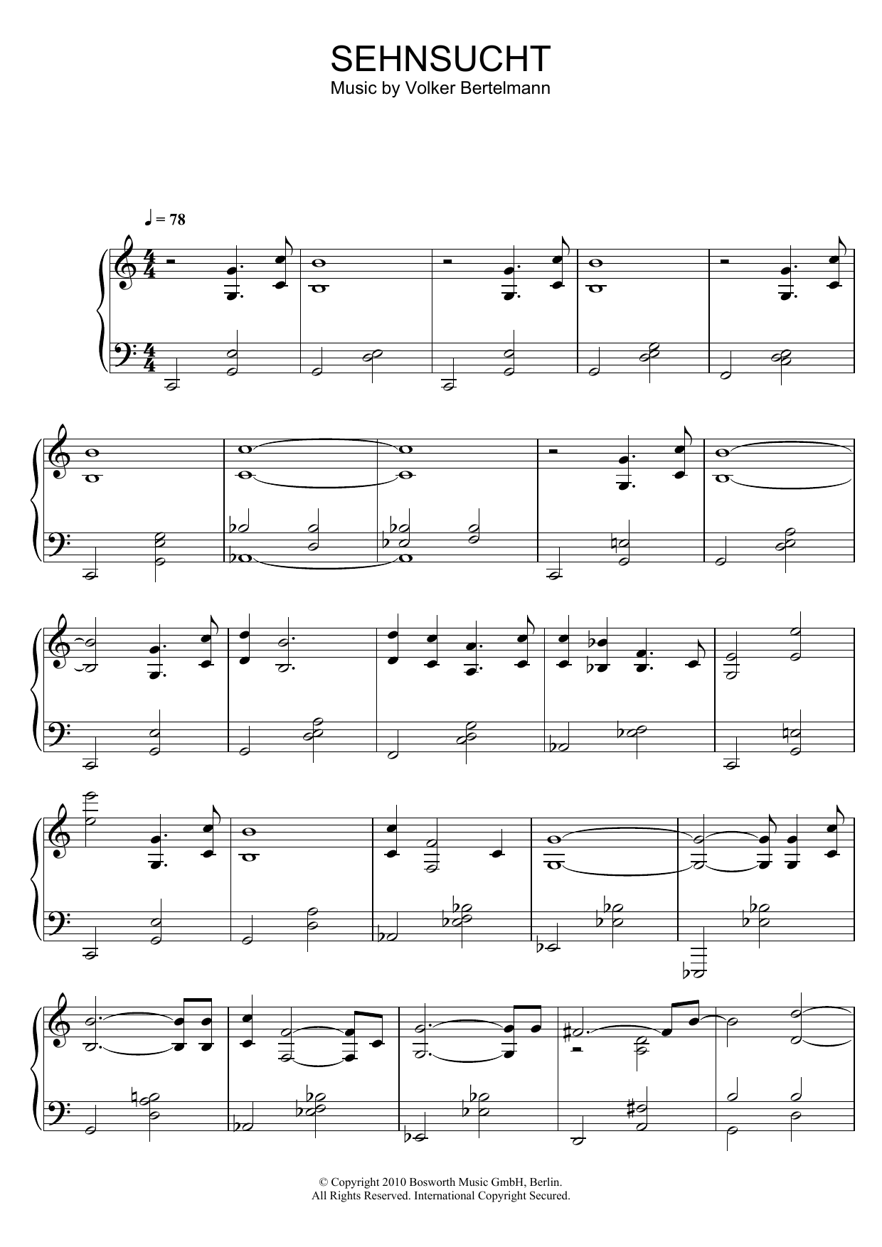 Hauschka Sehnsucht sheet music notes and chords. Download Printable PDF.