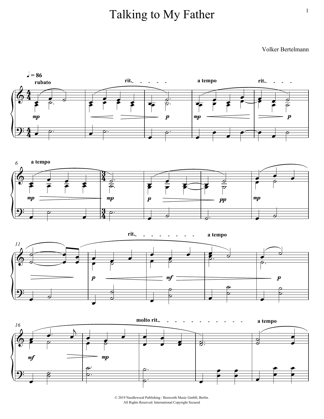 Hauschka Talking To My Father sheet music notes and chords. Download Printable PDF.