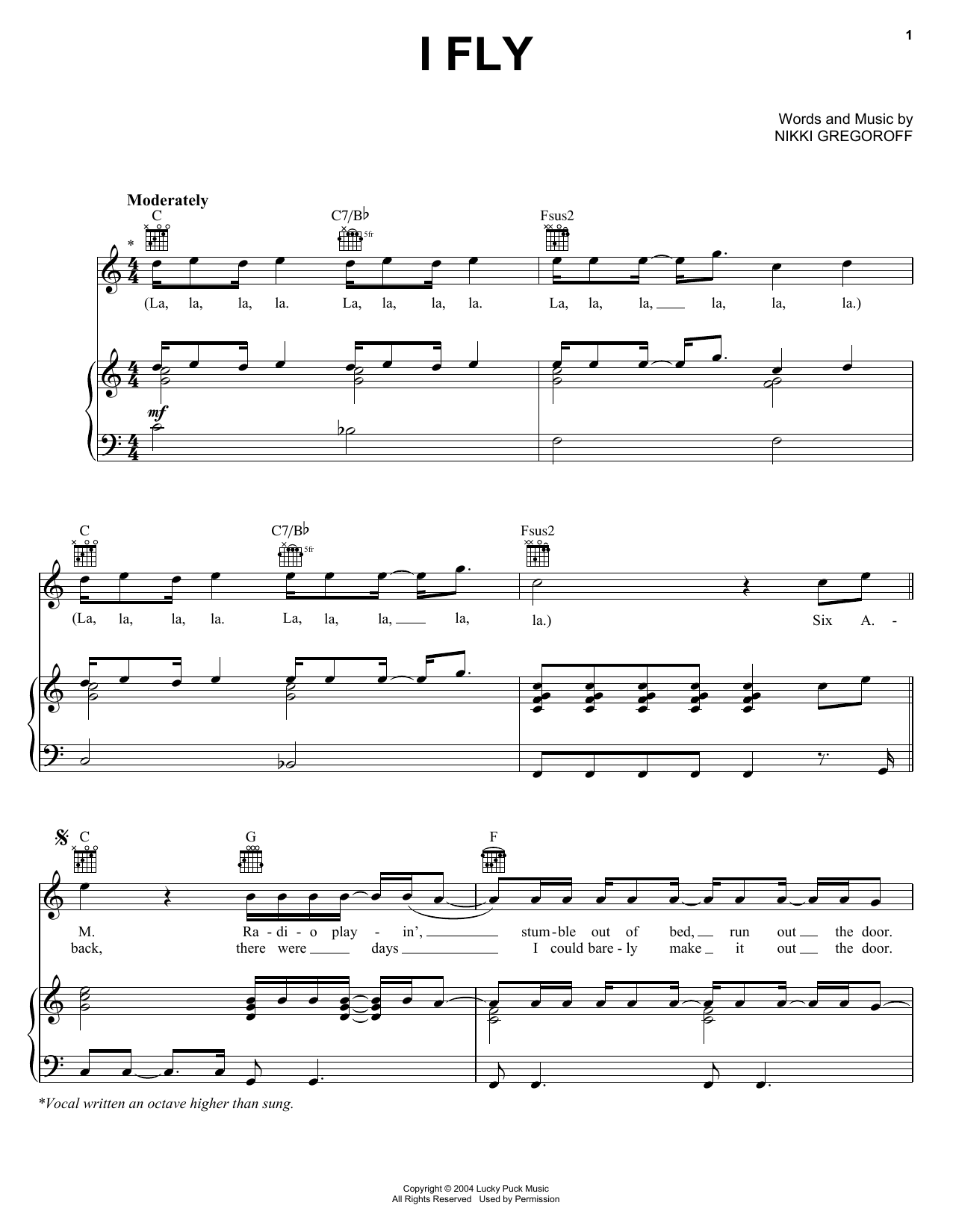 Hayden Panettiere I Fly sheet music notes and chords. Download Printable PDF.