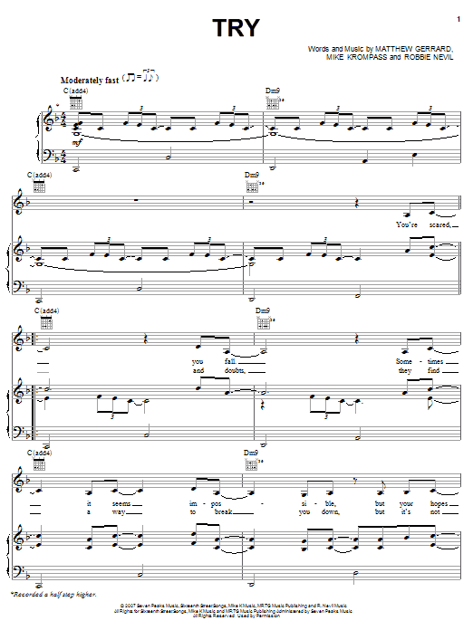 Hayden Panettiere Try (from 'Bridge to Terabithia') sheet music notes and chords. Download Printable PDF.