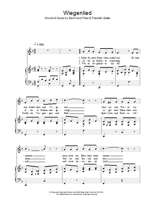 Hayley Westenra Wiegenlied sheet music notes and chords. Download Printable PDF.