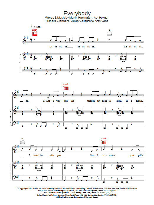 Hear'Say Everybody sheet music notes and chords. Download Printable PDF.