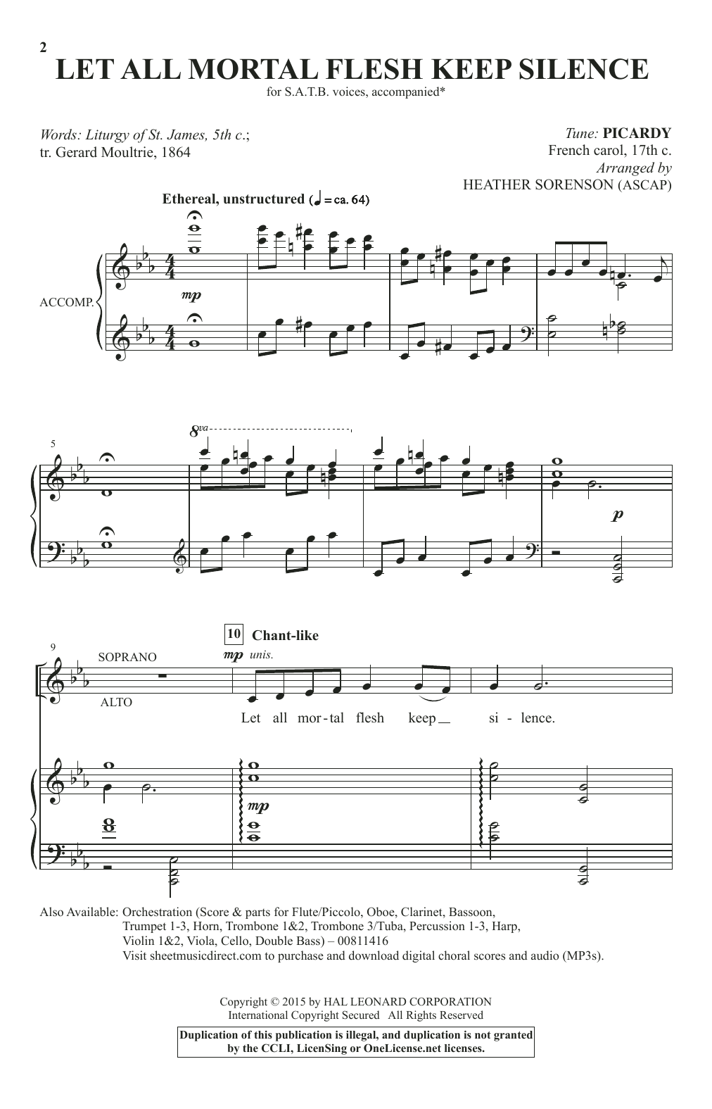 Heather Sorenson Let All Mortal Flesh Keep Silence sheet music notes and chords. Download Printable PDF.