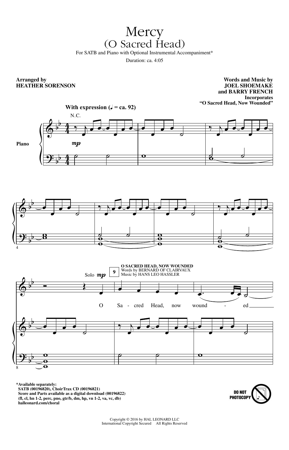 Heather Sorenson "Mercy" Sheet Music for SATB Choir | Download PDF - 175472