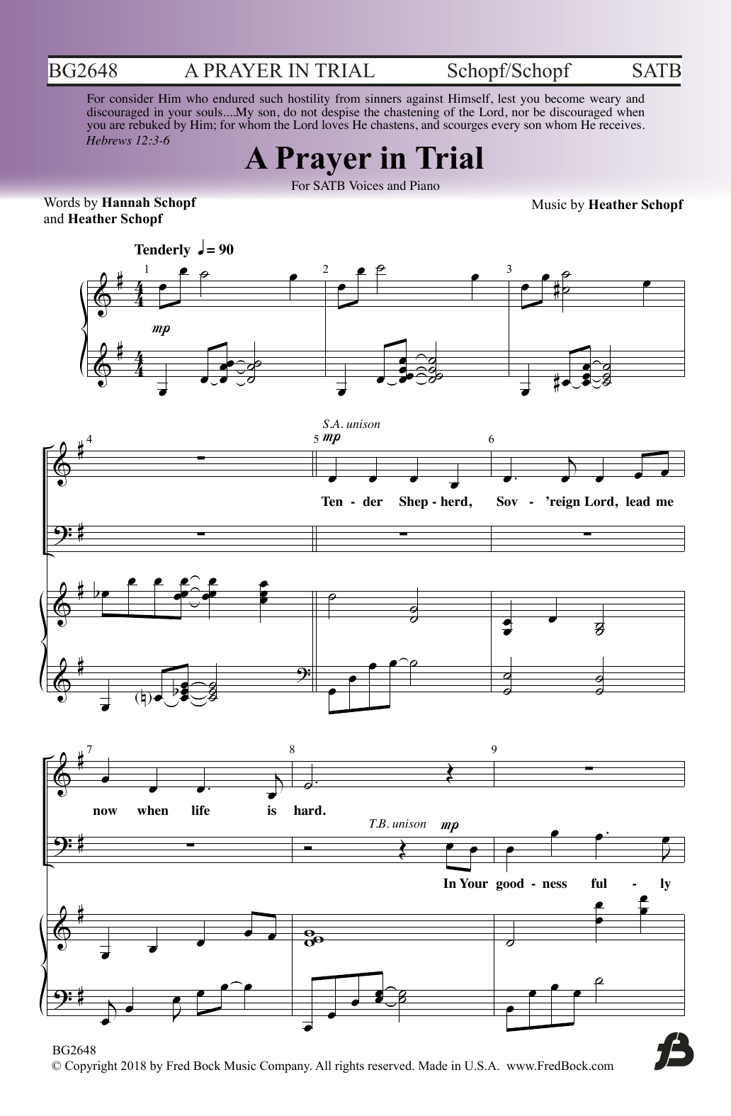 Learn to play Heather Schopf A Prayer In Trial sheet music for SATB Choir in minutes. Price: 3.9900$ Heather Schopf A Prayer In Trial sheet music notes and chords arranged for SATB Choir