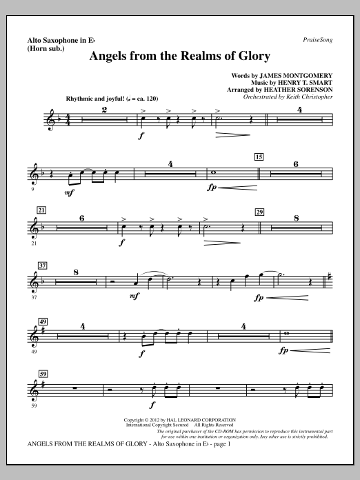 Learn to play Heather Sorenson Angels From The Realms Of Glory - Alto Sax (sub. Horn) sheet music for Choir Instrumental Pak in minutes. Price: 8.9900$ Heather Sorenson Angels From The Realms Of Glory - Alto Sax (sub. Horn) sheet music notes and chords arranged for Choir Instrumental Pak