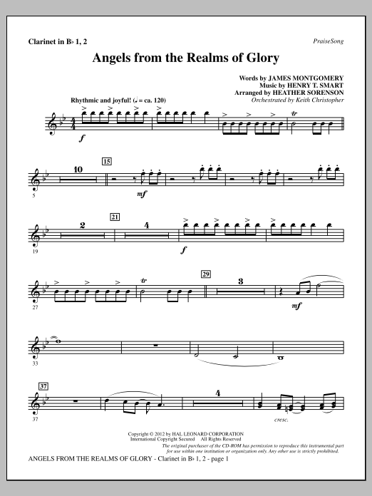 Learn to play Heather Sorenson Angels From The Realms Of Glory - Bb Clarinet 1 & 2 sheet music for Choir Instrumental Pak in minutes. Price: 8.9900$ Heather Sorenson Angels From The Realms Of Glory - Bb Clarinet 1 & 2 sheet music notes and chords arranged for Choir Instrumental Pak