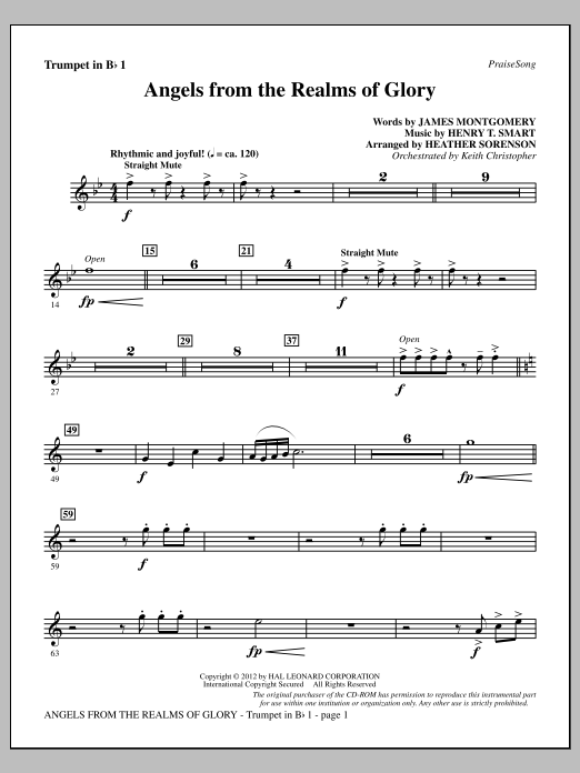 Learn to play Heather Sorenson Angels From The Realms Of Glory - Bb Trumpet 1 sheet music for Choir Instrumental Pak in minutes. Price: 8.9900$ Heather Sorenson Angels From The Realms Of Glory - Bb Trumpet 1 sheet music notes and chords arranged for Choir Instrumental Pak