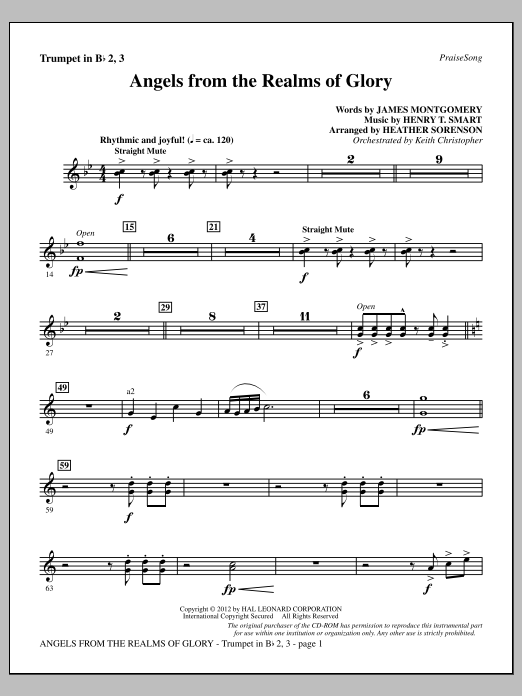 Learn to play Heather Sorenson Angels From The Realms Of Glory - Bb Trumpet 2,3 sheet music for Choir Instrumental Pak in minutes. Price: 8.9900$ Heather Sorenson Angels From The Realms Of Glory - Bb Trumpet 2,3 sheet music notes and chords arranged for Choir Instrumental Pak