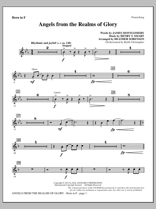 Learn to play Heather Sorenson Angels From The Realms Of Glory - F Horn sheet music for Choir Instrumental Pak in minutes. Price: 8.9900$ Heather Sorenson Angels From The Realms Of Glory - F Horn sheet music notes and chords arranged for Choir Instrumental Pak