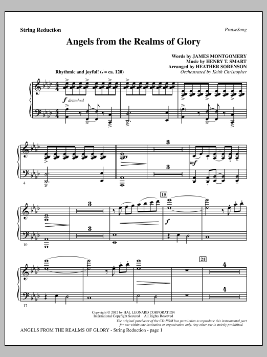 Learn to play Heather Sorenson Angels From The Realms Of Glory - Keyboard String Reduction sheet music for Choir Instrumental Pak in minutes. Price: 8.9900$ Heather Sorenson Angels From The Realms Of Glory - Keyboard String Reduction sheet music notes and chords arranged for Choir Instrumental Pak
