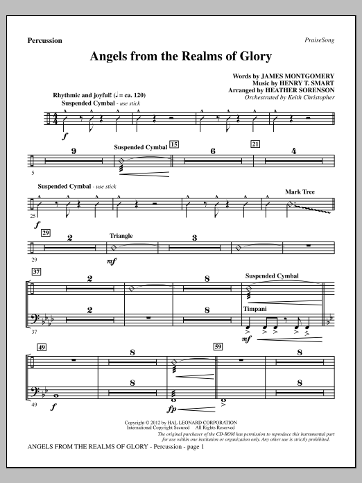Learn to play Heather Sorenson Angels From The Realms Of Glory - Percussion sheet music for Choir Instrumental Pak in minutes. Price: 8.9900$ Heather Sorenson Angels From The Realms Of Glory - Percussion sheet music notes and chords arranged for Choir Instrumental Pak