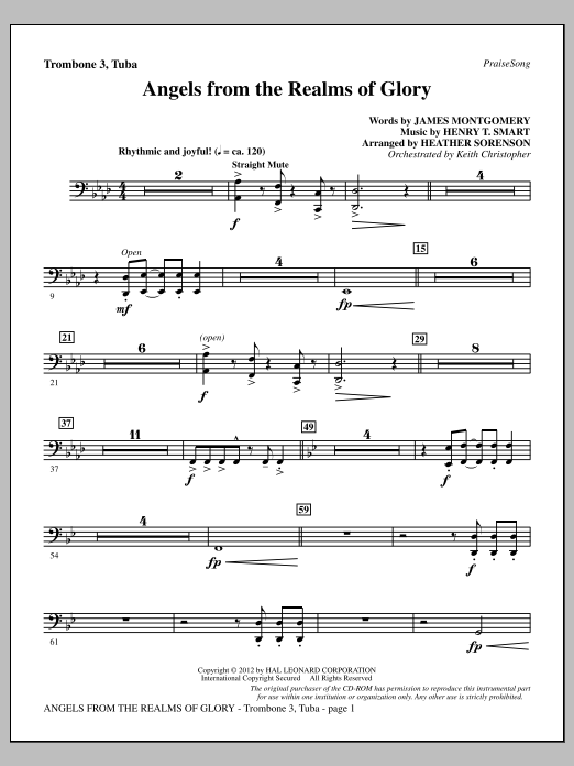 Learn to play Heather Sorenson Angels From The Realms Of Glory - Trombone 3/Tuba sheet music for Choir Instrumental Pak in minutes. Price: 8.9900$ Heather Sorenson Angels From The Realms Of Glory - Trombone 3/Tuba sheet music notes and chords arranged for Choir Instrumental Pak