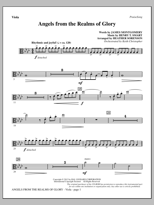 Learn to play Heather Sorenson Angels From The Realms Of Glory - Viola sheet music for Choir Instrumental Pak in minutes. Price: 8.9900$ Heather Sorenson Angels From The Realms Of Glory - Viola sheet music notes and chords arranged for Choir Instrumental Pak