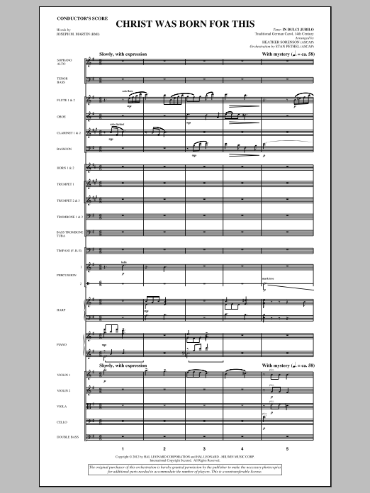 Learn to play Heather Sorenson Christ Was Born For This - Score sheet music for Choir Instrumental Pak in minutes. Price: 8.9900$ Heather Sorenson Christ Was Born For This - Score sheet music notes and chords arranged for Choir Instrumental Pak