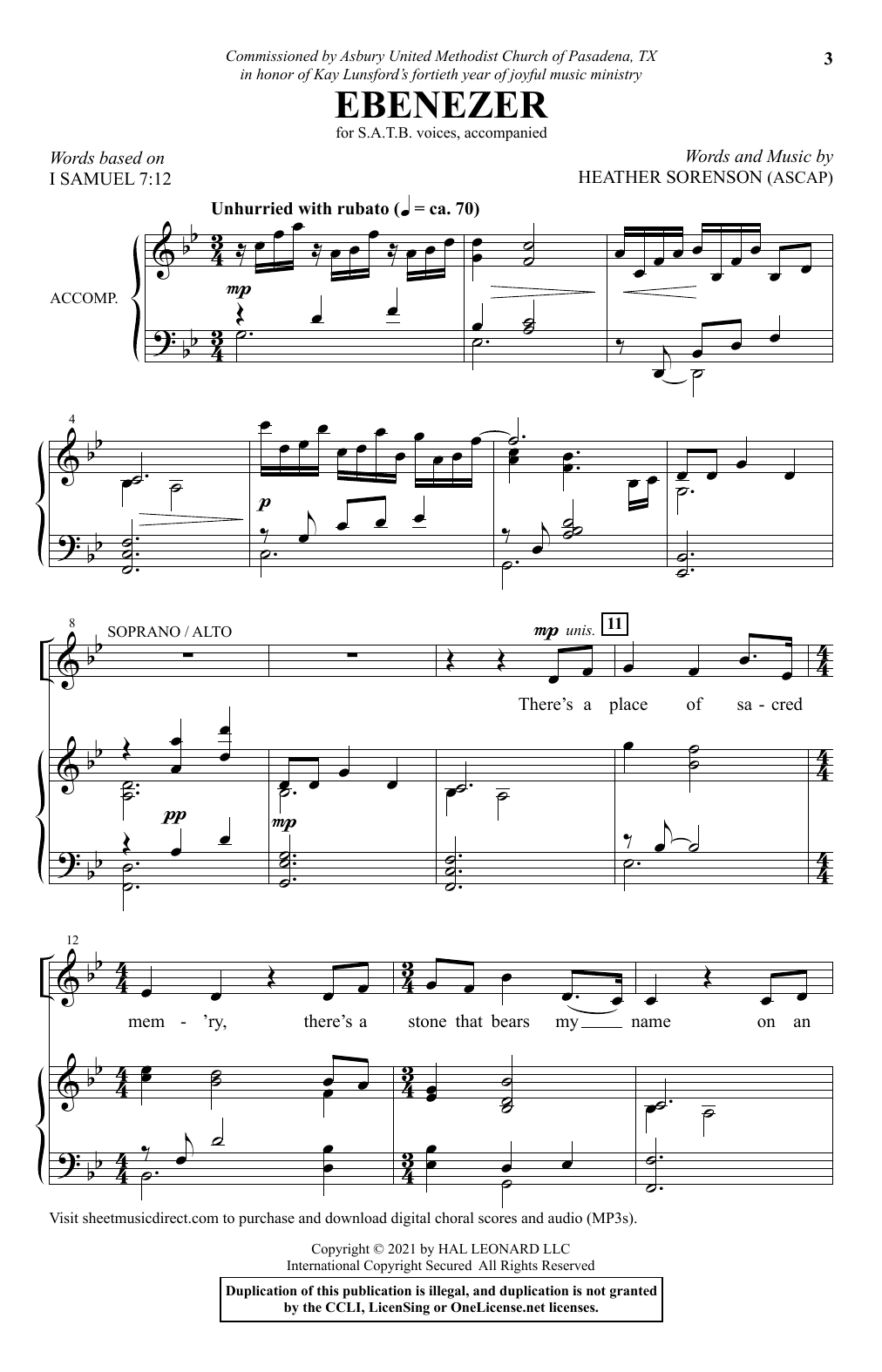 Heather Sorenson Ebenezer sheet music notes and chords. Download Printable PDF.