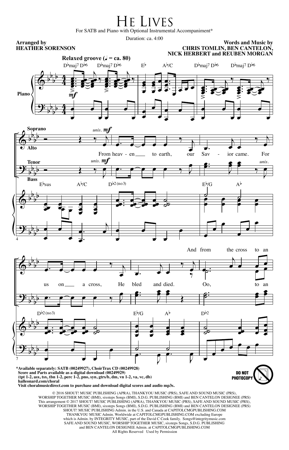 Learn to play Heather Sorenson He Lives sheet music for SATB Choir in minutes. Heather Sorenson He Lives sheet music notes and chords. Download Printable PDF.