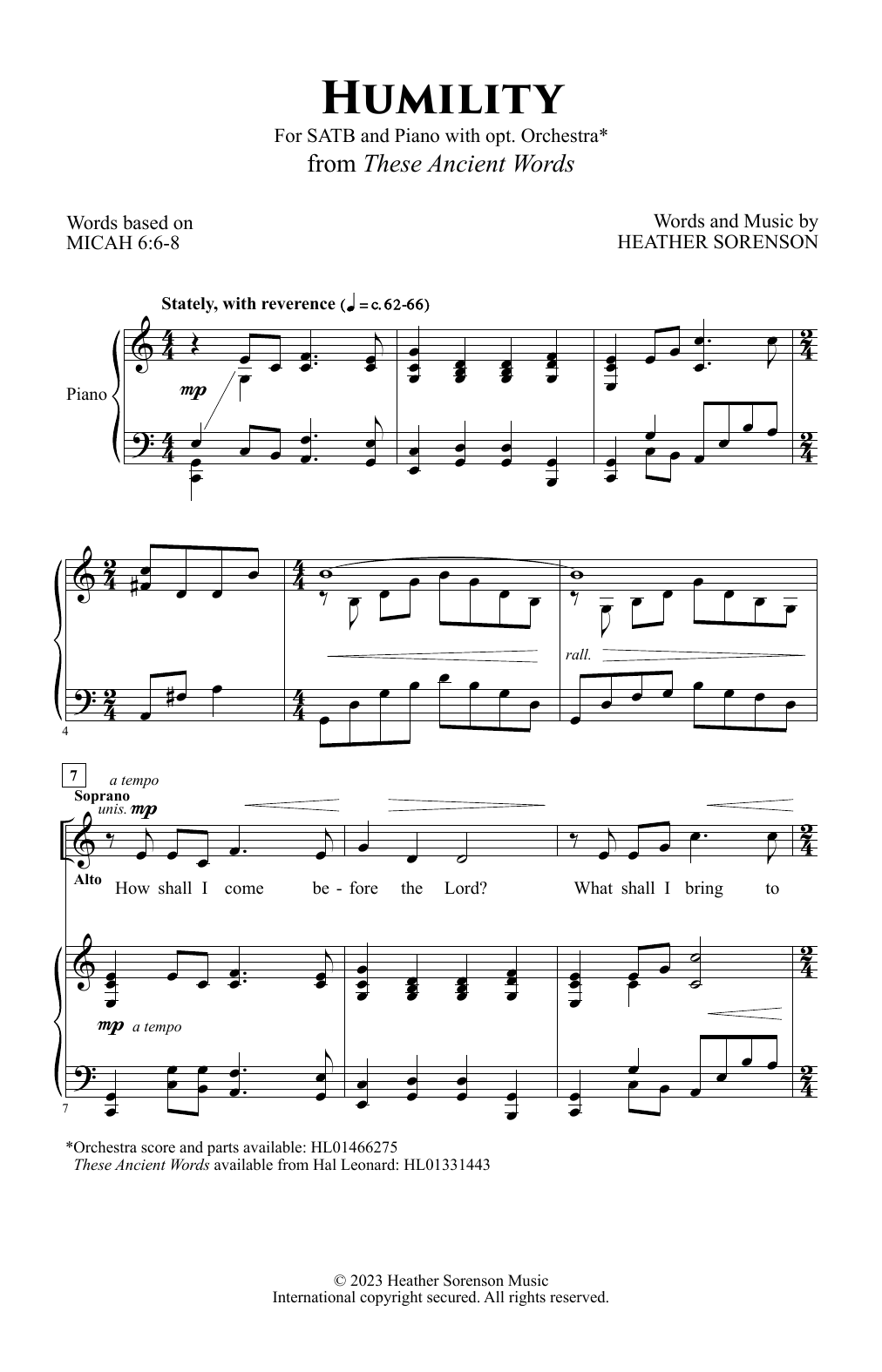 Heather Sorenson Humility sheet music notes and chords. Download Printable PDF.