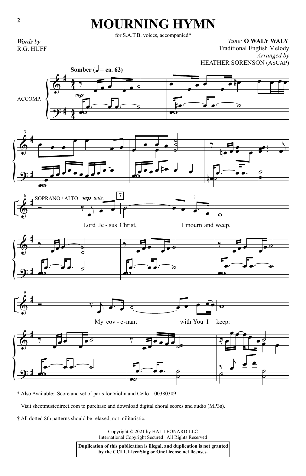 Heather Sorenson Mourning Hymn sheet music notes and chords. Download Printable PDF.