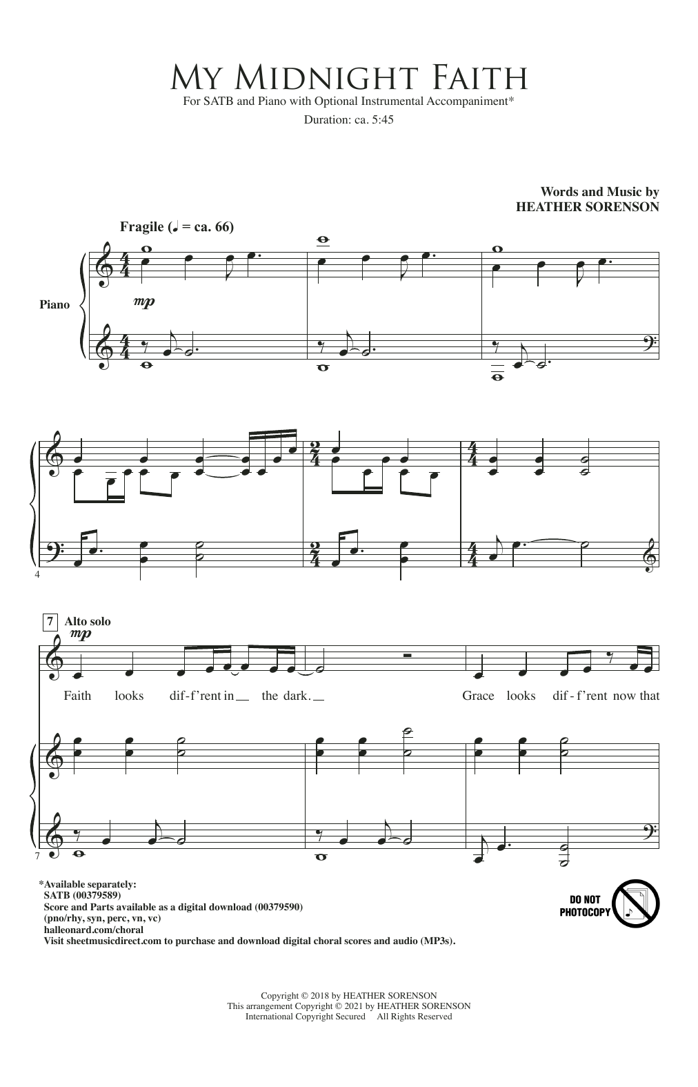 Learn to play Heather Sorenson My Midnight Faith sheet music for SATB Choir in minutes. Price: 3.9900$ Heather Sorenson My Midnight Faith sheet music notes and chords arranged for SATB Choir