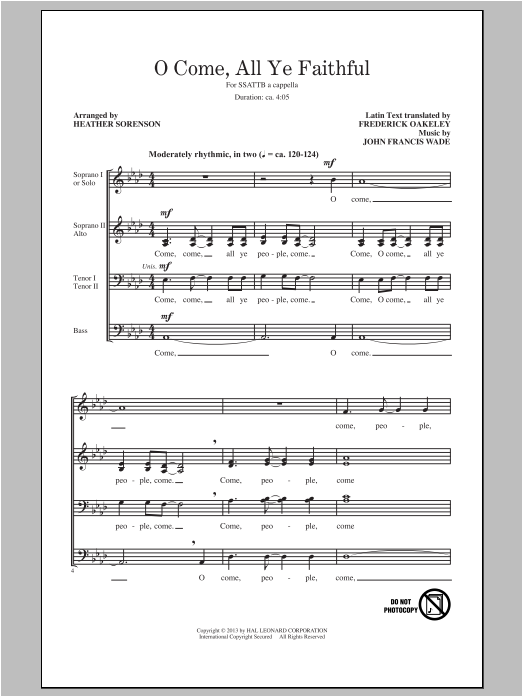 John Francis Wade O Come, All Ye Faithful (arr. Heather Sorenson) sheet music notes and chords arranged for SATB Choir