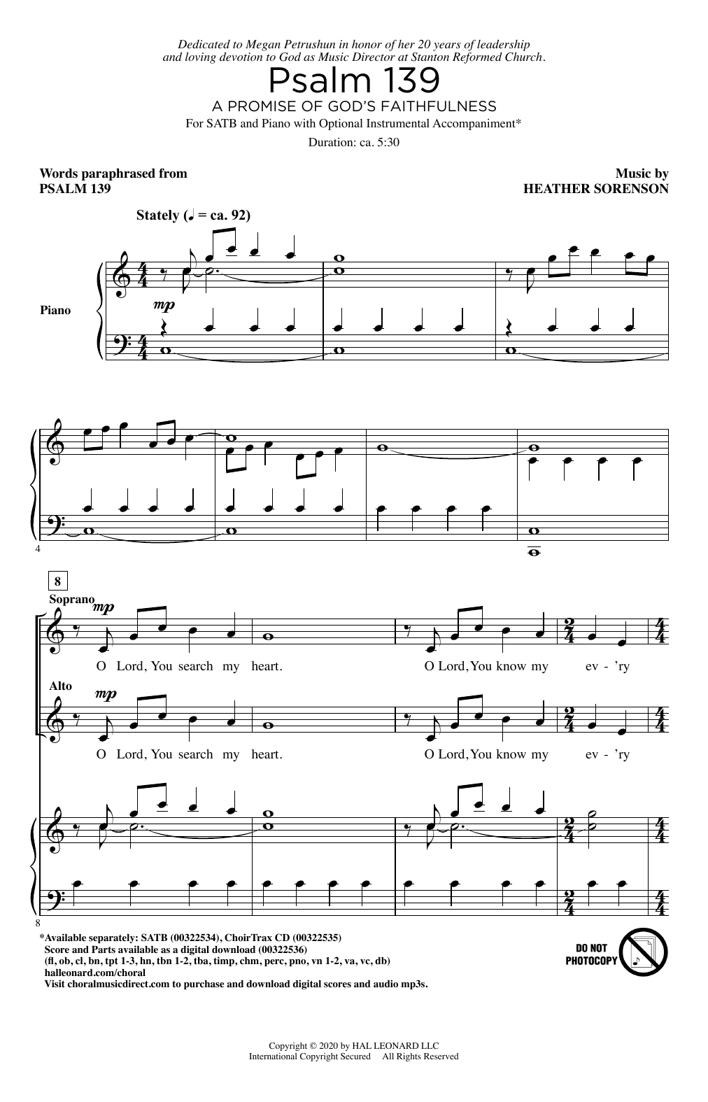 Learn to play Heather Sorenson Psalm 139 (A Promise of God's Faithfulness) sheet music for SATB Choir in minutes. Price: 3.9900$ Heather Sorenson Psalm 139 (A Promise of God's Faithfulness) sheet music notes and chords arranged for SATB Choir