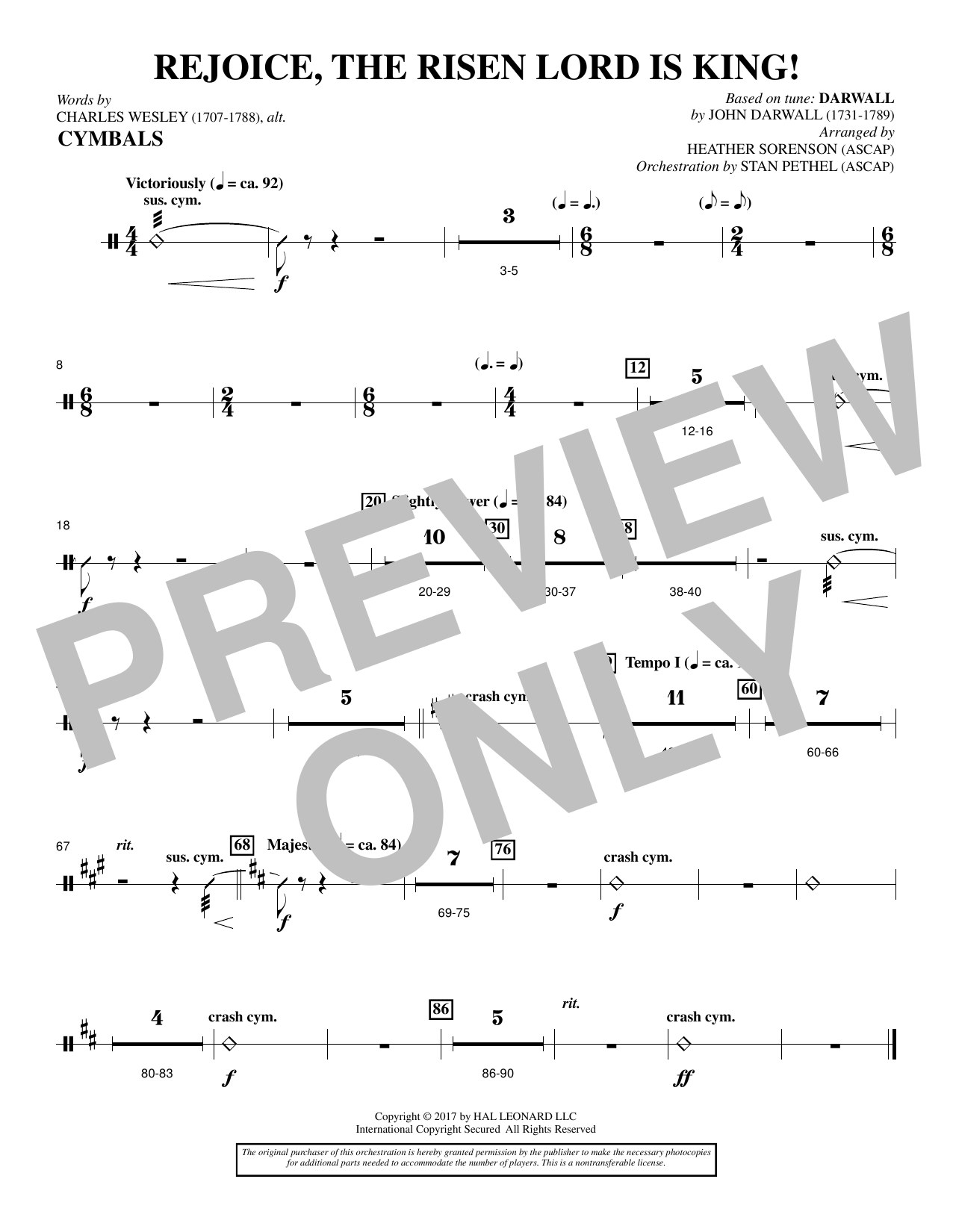 Learn to play Heather Sorenson Rejoice, the Risen Lord Is King! - Cymbals sheet music for Choir Instrumental Pak in minutes. Price: 8.9900$ Heather Sorenson Rejoice, the Risen Lord Is King! - Cymbals sheet music notes and chords arranged for Choir Instrumental Pak