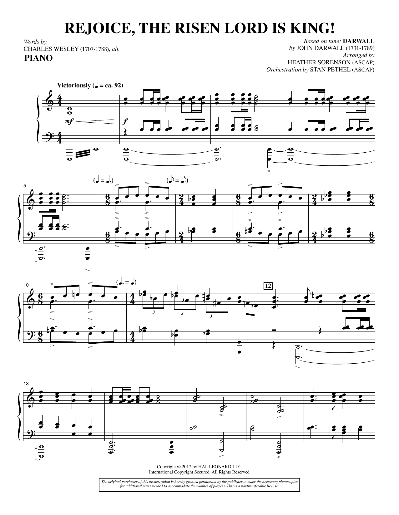 Learn to play Heather Sorenson Rejoice, the Risen Lord Is King! - Piano sheet music for Choir Instrumental Pak in minutes. Price: 8.9900$ Heather Sorenson Rejoice, the Risen Lord Is King! - Piano sheet music notes and chords arranged for Choir Instrumental Pak