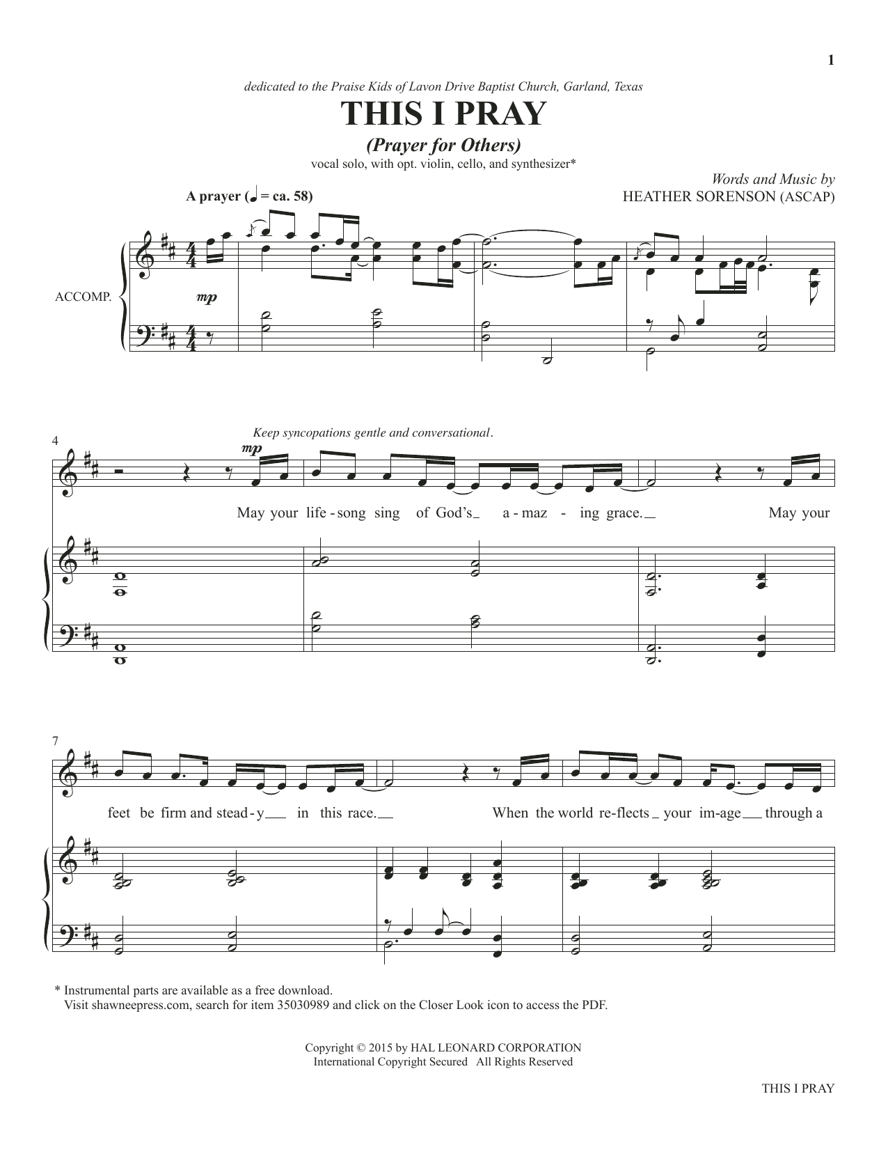 Learn to play Heather Sorenson The Prayer Project (Collection) sheet music for Piano & Vocal in minutes. Price: 21.9700$ Heather Sorenson The Prayer Project (Collection) sheet music notes and chords arranged for Piano & Vocal