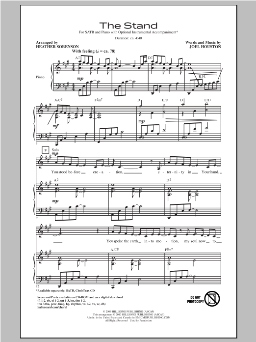 Heather Sorenson The Stand sheet music notes and chords. Download Printable PDF.