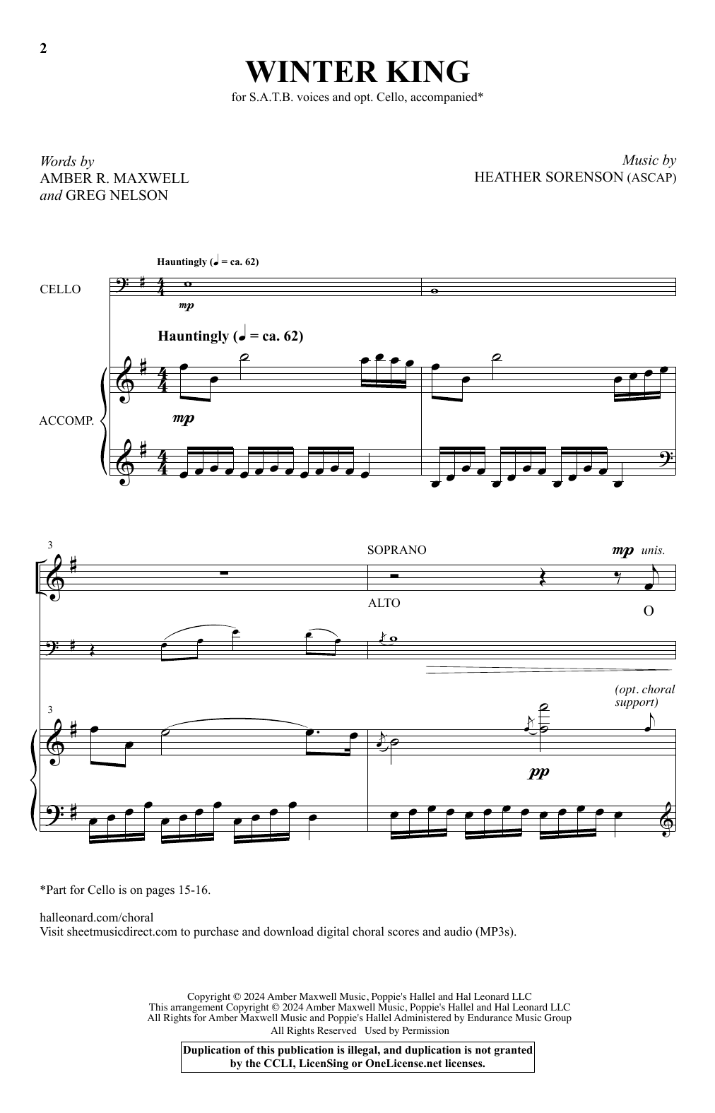 Heather Sorenson Winter King sheet music notes and chords. Download Printable PDF.