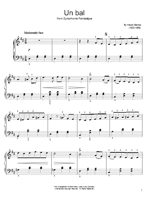 Learn to play Hector Berlioz Un Bal sheet music for Easy Piano in minutes. Price: 6.9900$ Hector Berlioz Un Bal sheet music notes and chords arranged for Easy Piano