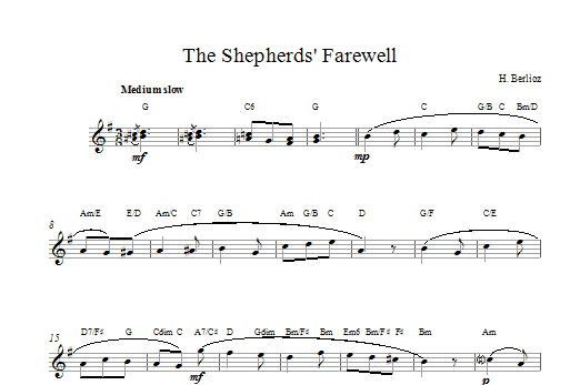Hector Berlioz The Shepherds Farewell sheet music for Lead Sheet / Fake Book in minutes. Price: 7.4900$ Hector Berlioz The Shepherds Farewell sheet music notes and chords. Download Printable PDF.