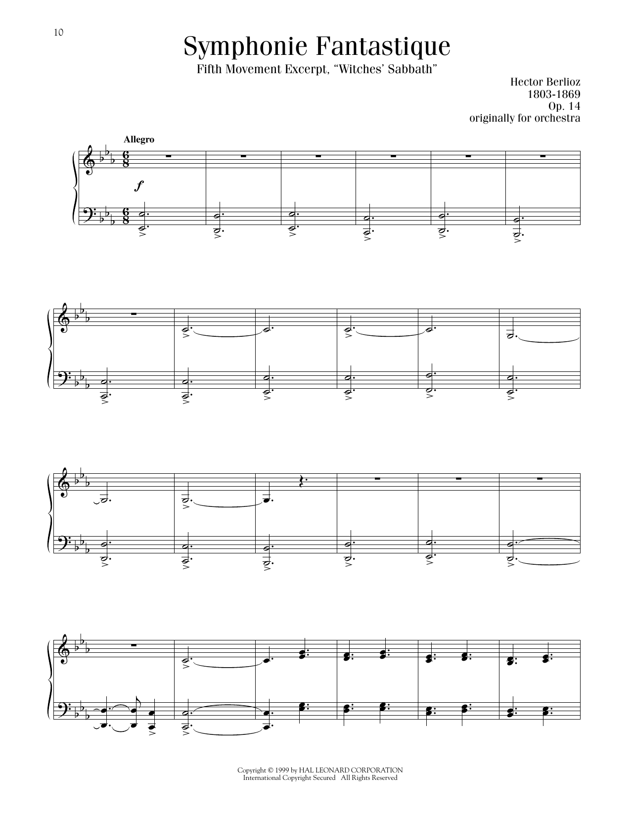 Hector Berlioz Witches' Sabbath sheet music notes and chords. Download Printable PDF.