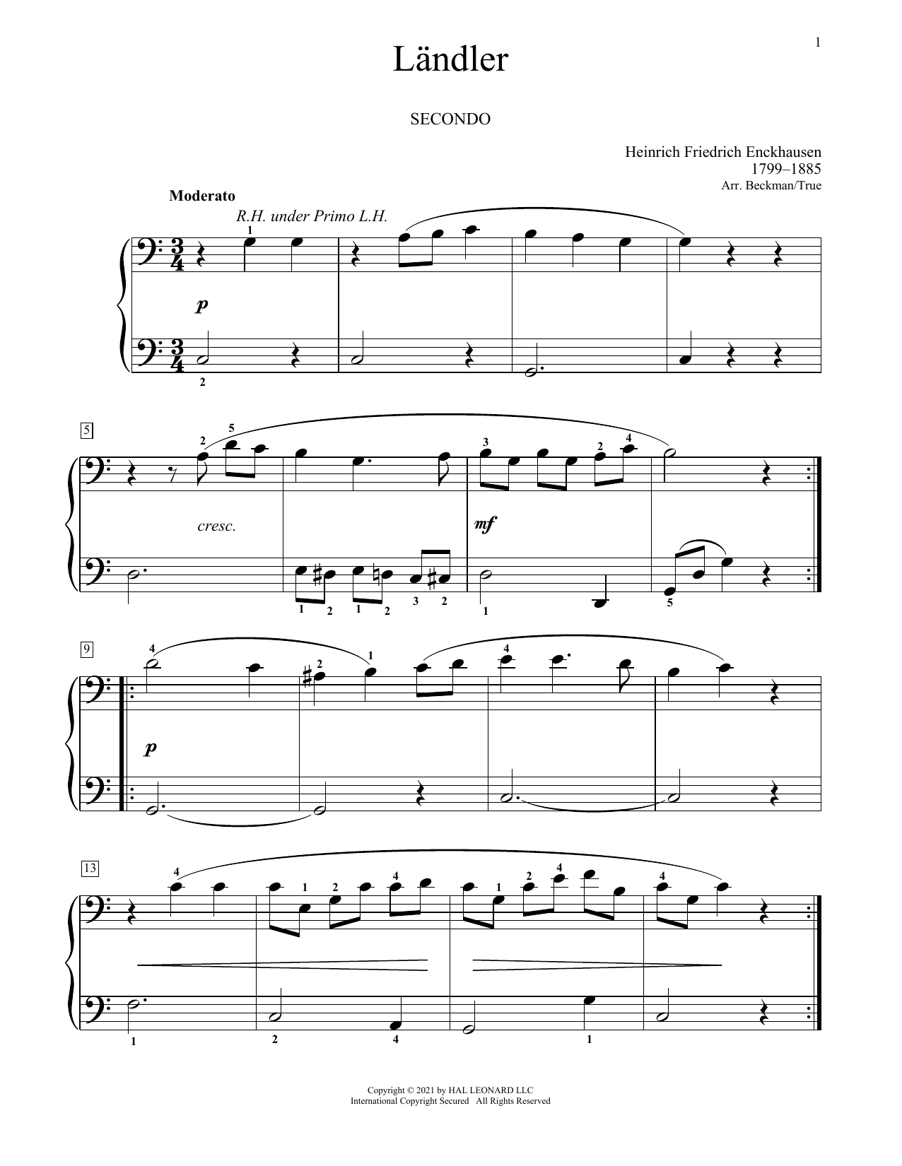 Heinrich Enckhausen Landler sheet music notes and chords. Download Printable PDF.