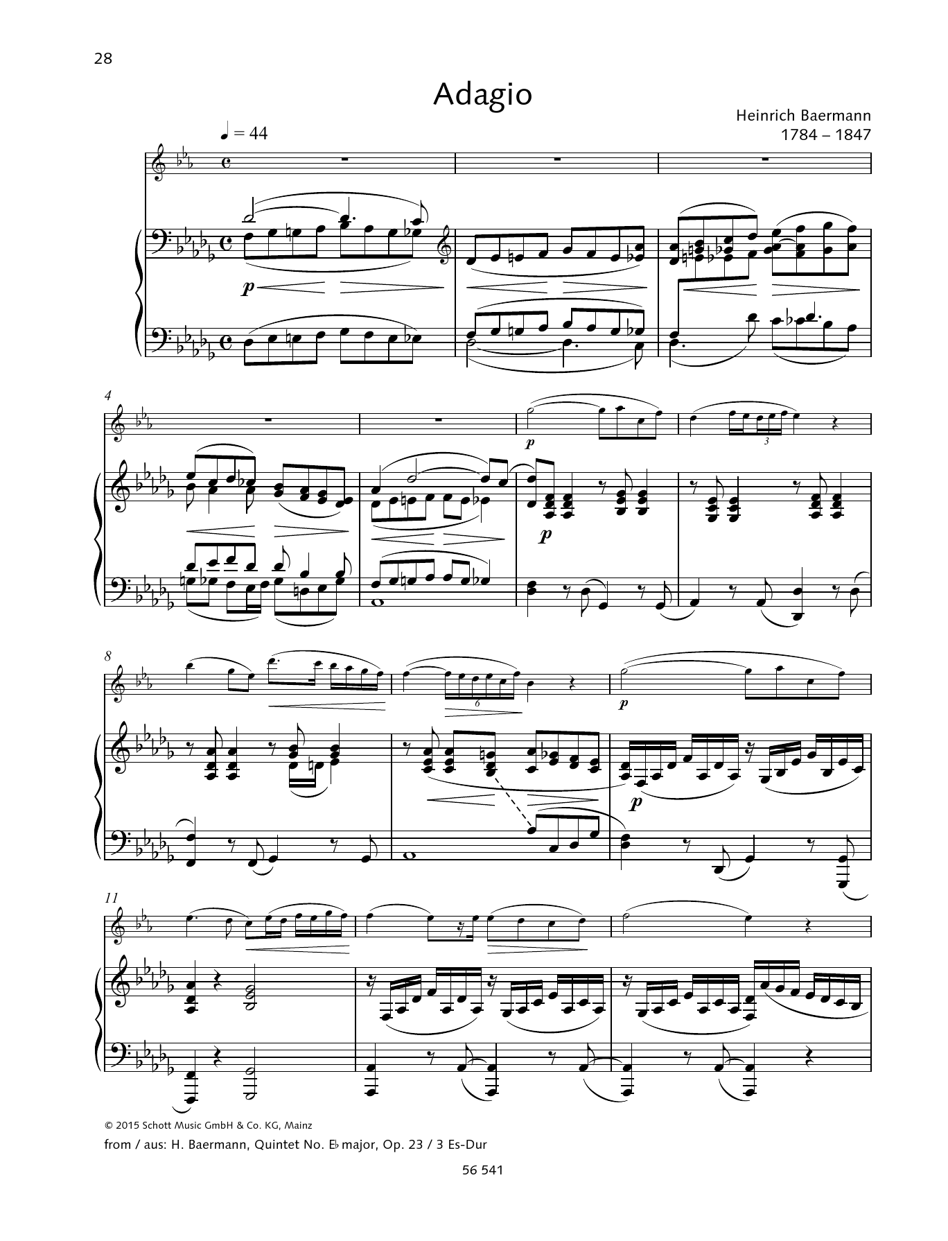 Heinrich Joseph Baermann Adagio sheet music notes and chords. Download Printable PDF.